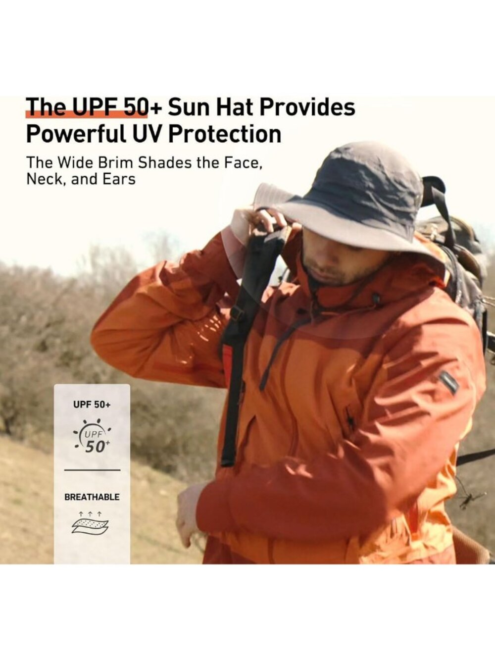 Oversized Wide Brim Waterproof Bucket Hat UPF 50+ for Summer Travel & Fishing - Picture 4 of 6